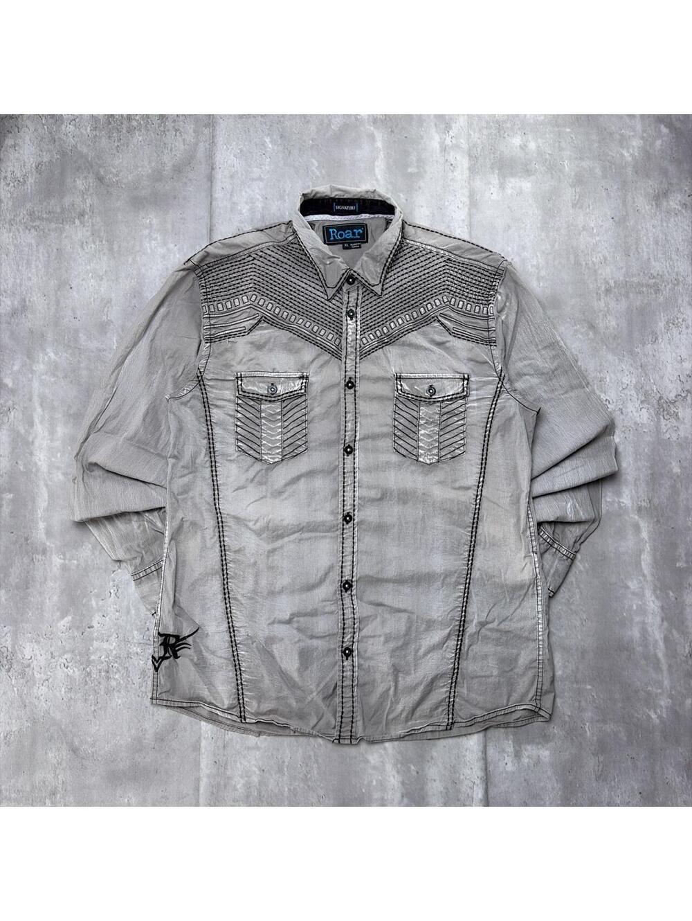 Y2K Roar Grunge Gothic Skater Long Sleeve Button Up Shirt